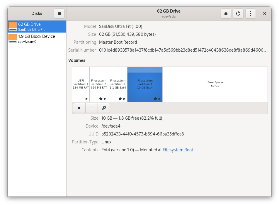 Disks opened on Fedora