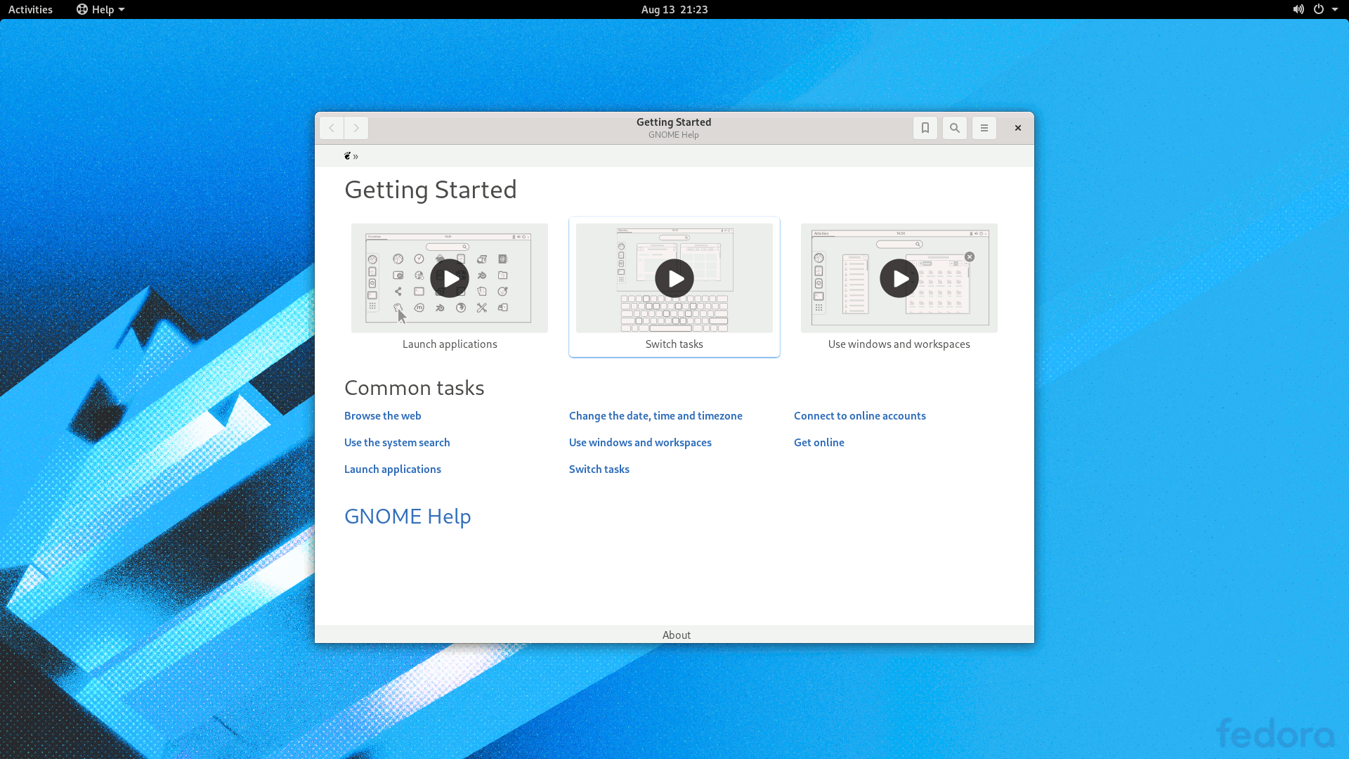 Fedora 32 Workstation Getting Started