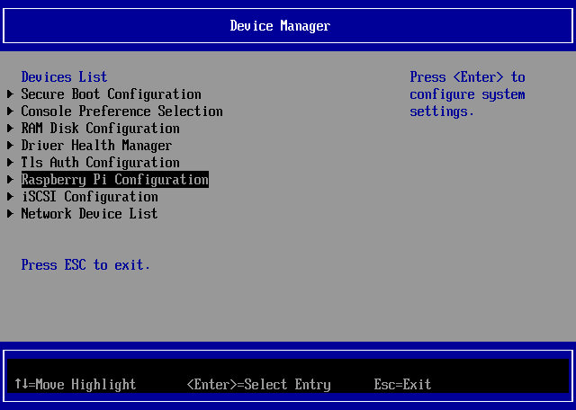 Raspberry Pi UEFI Device Manager